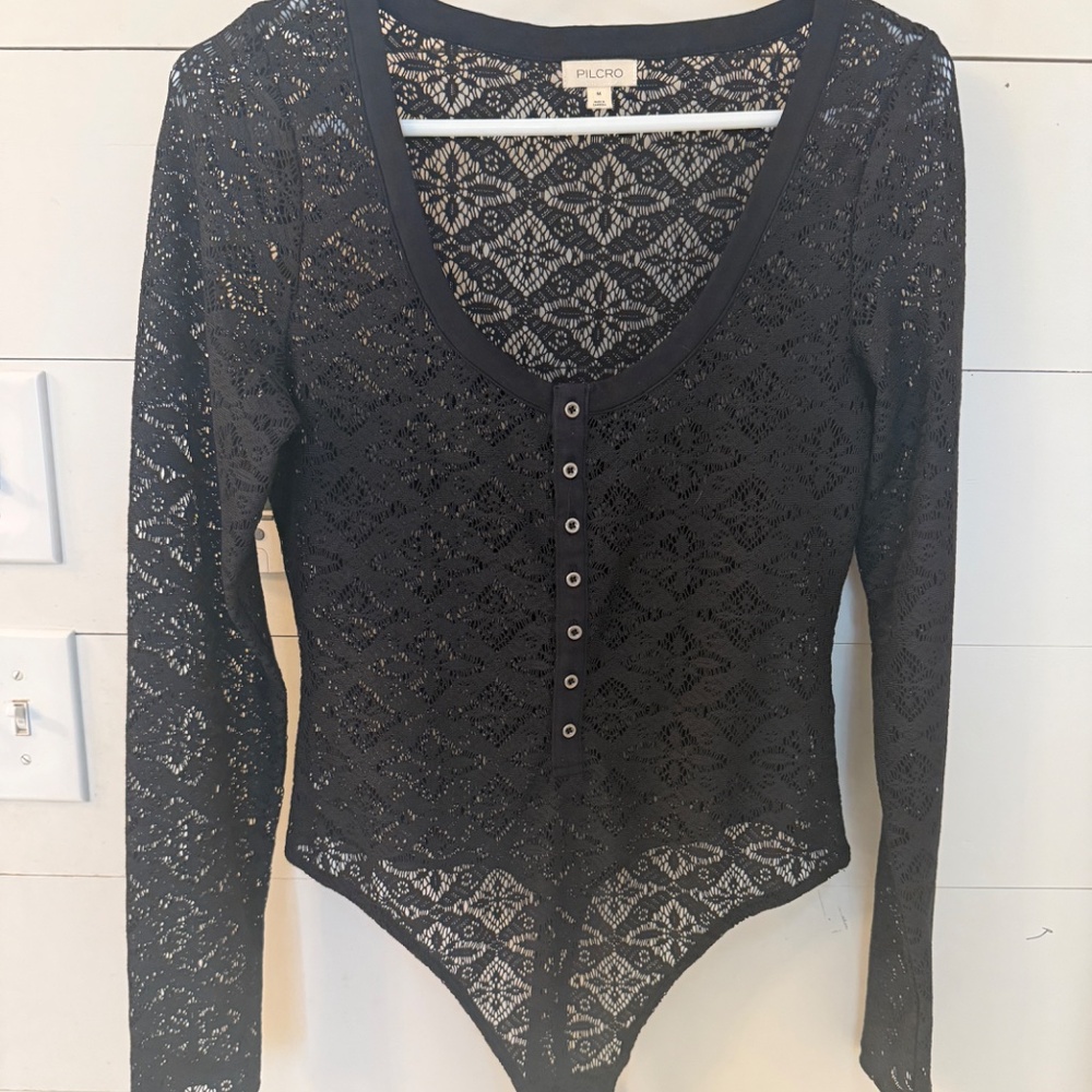 NWOT Anthro Sheer Lace Bodysuit - Picture 3 of 4